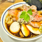 手打式超多加水麺 ののくら - '18.03特製(醤油)＋チャー