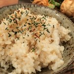 アルプスごはん - 本日のアルプスごはん(¥1,300) 安曇野「バジルクラブ」の合鴨米 間引き人参の葉っぱと干しえのきと胡麻のふりかけ