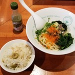 麺屋 六感堂 - 冷製鰯のなめろうぶっかけ＋赤魚の粕漬けとオリーブ（チャコ飯）