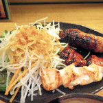 Didoriya Kokoro - 焼き鳥3種と大根サラダ