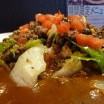 カルダモン． - 挽き肉とシメジ、コーンの炒めレタス和えカレーをＵＰで！