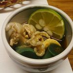 島津寿し - 単品追加 活鮑アワビ 造り 1杯 1,500円x2=3,000円 (肝は湯引きポン酢) 2018年06月