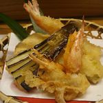 島津寿し - おまかせ 10,000円 ④車海老の天婦羅など盛合せ 2018年06月