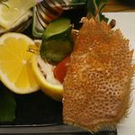 島津寿し - おまかせ 10,000円 ⑧毛ガニ ボイル、⑨酢の物 生牡蠣かき、⑩鱧ハモ湯引き 2018年06月