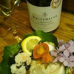 島津寿し - おまかせ 10,000円 ⑧毛ガニ ボイル、⑨酢の物 生牡蠣かき、⑩鱧ハモ湯引き 2018年06月