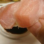 島津寿し - おまかせ 10,000円 ⑪にぎり (鮪マグロ 大トロ、アオリイカうに載せ、とり貝、穴子) 2018年06月