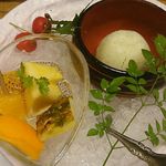 島津寿し - おまかせ 10,000円 ⑬デザート (木の芽シャーベット、果物) 2018年06月
