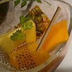 島津寿し - おまかせ 10,000円 ⑬デザート (木の芽シャーベット、果物) 2018年06月