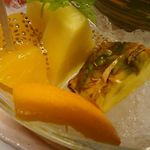 島津寿し - おまかせ 10,000円 ⑬デザート (木の芽シャーベット、果物) 2018年06月