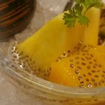 島津寿し - おまかせ 10,000円 ⑬デザート (木の芽シャーベット、果物) 2018年06月