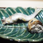 銀座 しのはら - 手前は鰻の八幡巻