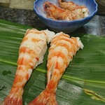 千石寿司 - 茹で車海老の握り