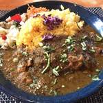 ホールスパイスカレー青藍 - 【2018年06月】スパイシーチキンカレー定食（大盛）＠1,000円、提供時、超美味そう(*'ω'*)‼️