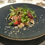 リストランテ カノフィーロ - 平目のカルパッチョ　フルーツトマトと蝦蛄、山ワサビ