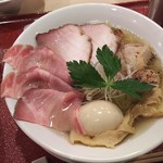 麦と麺助 - 1806_麦と麺助 新梅田中津店_味玉イリコそば＠950円+3種のチャーシュー増し＠350円