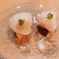 鮨 紺乃 - ナスの煮たものとヒラメ