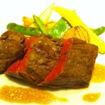 レストラン リューズ - 新潟産和牛ランプ肉のロースト　野菜のソテー