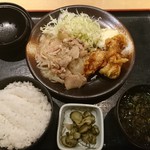 テング酒場 - 鶏天＆豚肉オイスター炒め定食＠５９０