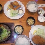 すずや - 2011/07 とんかつ茶づけ 大サイズ 1,700円、ロースカツ定食 1,400円、えびフライ＆カニクリームコロッケ定食 1,500