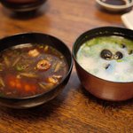 呉竹鮨 - 赤だし汁，シジミ汁