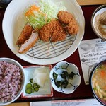 かつ波奈 - 厚切りヒレ3枚定食 (税込1814円)