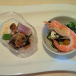 Bランチ 2100円 の前菜2種盛り