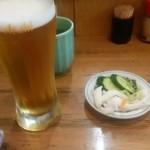 うなぎ専門店 うな菊 大船店 - 生ビール（ひと口飲んじゃった！）