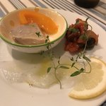 サルデーニャ料理とワイン greco - 一皿目 アオリイカが美味い。タコのトマト煮も美味い