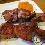 酒蔵 力 - ハツ塩。特製辛味噌がついてきます。