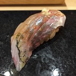 鮨 心白 - この鯵　やばい旨さです　十旭日の熱燗が合います