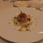 ノーワンズ レシピ - 信州サーモンとズワイガニのガトー仕立て　イクラとウニを載せて