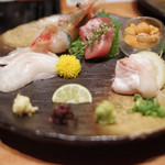 Nodoguro Semmon Ginza Nakamata - 鮮魚五点盛り