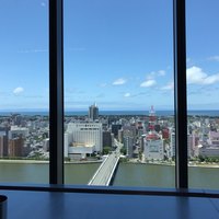 FRENCH TEPPAN 静香庵 - 新潟市の旧繁華街と信濃川、左奥の島影は佐渡です。