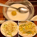 中華料理 華宴 - 6月  杏仁豆腐、サラダ、モヤシ