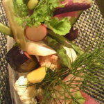 有機野菜と能登産ズワイ蟹とカニミソのバーニャカウダ