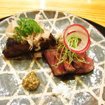 玄斎 - 照り焼き風のタレで焼いた宮崎牛と賀茂茄子