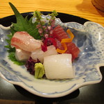 玄斎 - お造り～キハダマグロ、剣先イカ、天然の鯛