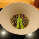 玄斎 - 先付～大根の実と明石のタコの酢の物