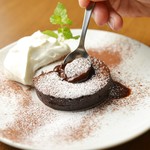 Fondant chocolate ~ served with vanilla ice cream ~