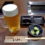 焼肉処いっとう - 生ビール ＆ お通し