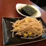 紅梅園 - H.30.5.1.昼 豆もやし 400円・韓国のり 200円