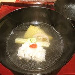 銀座 しのはら - (2018年6月　訪問)鱧と鴨茄子の椀物。茄子の香りが出汁に溶け込み芳しい味わいです。