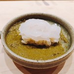 くろ﨑 - 2018.5.  白海老の握り 鮑の肝ソースと共に