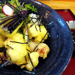 うどん工房悠々 - 活け鱧と夏野菜天の梅おろしぶっかけ