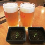 居酒屋SANUFA - オリオン生＆お通し(もずく)