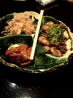 Rakuza - 高野豆腐、鶏肝、赤こんにゃく