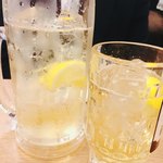 肉汁餃子と190円レモンサワー 難波のしんちゃん - メガハイボール、ハイボール