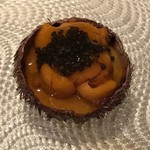 l'adour - ホワイトアスパラのムース ウニとコンソメのジュレ キャビア②