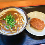 セルフうどん 山もり - カレーうどんと肉コロッケ