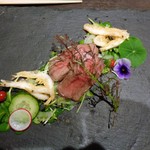 ふくみつ華山温泉 - 黒毛和牛のローストと白エビのから揚げ